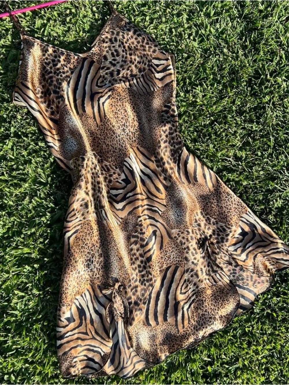 Animal Print Slip Dress in Brown and Black